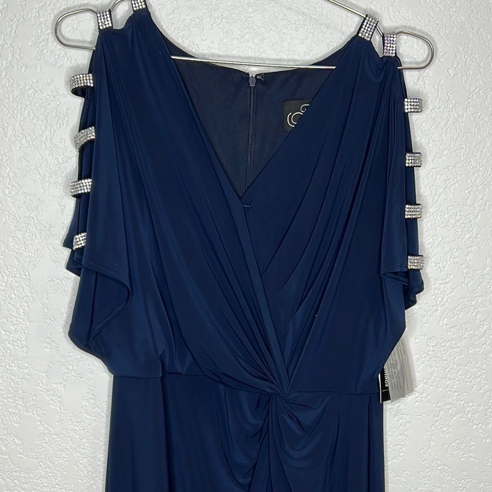 Alex Evenings Embellished Sleeve Knot Front Gown Navy Size 8 - Picture 4 of 12